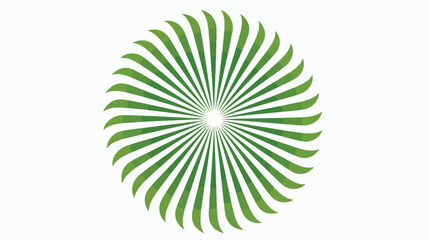 Green circular rays Flat vector isolated on white background