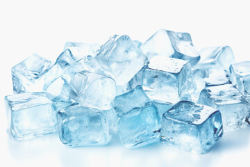 A Pile of Ice Cubes on white background AI generated