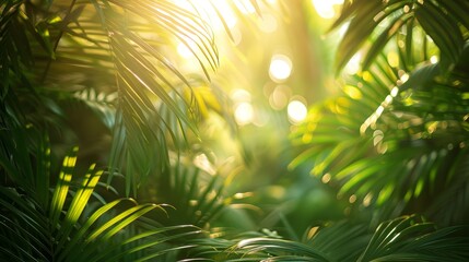 Tropical Leaves: A photo of sunlight filtering through dense tropical foliage