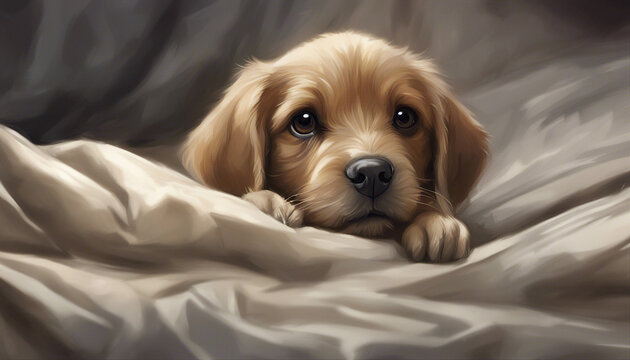 Puppy in bed wallpaper