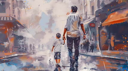 acrylic painting of boy wishes him a happy father's day