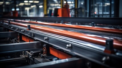 Production line conveyor roller transportation objects.