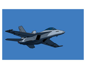 F-18F Super Hornet. Flight of a navy jet fighter. Vector image for prints, poster and illustrations.