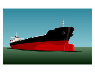 Cargo ships. Bulk carrier. Bulker. Sea delivery. Vector image for prints, poster and illustrations.