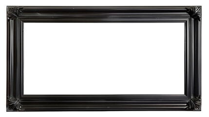 Refined Black Picture Frame, Designed for Landscape Imagery, With A Transparent Background for Seamless Integration into Digital Compositions