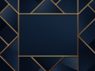 Indigo velvet background with golden frame, luxury and elegant template for design. Vector illustration of indigo texture fabric with gold square border