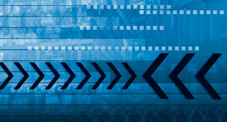 Blue wallpaper. Backdrop with arrows. Technology background. Backdrop for business advertising. Texture with arrows. Technological pattern. Wallpaper in modern style. Geometric background. 3d image