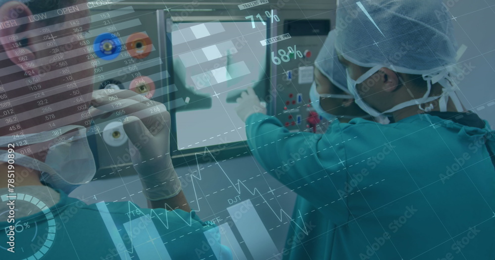 Aufkleber image of data processing over diverse doctors with xray