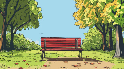 Vector illustration of bench, Nature, Illustration, 
