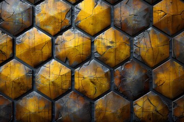Close Up of Yellow and Black Hexagonal Pattern