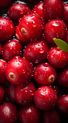 fresh cranberry adorned with glistening raindrops of water background poster 