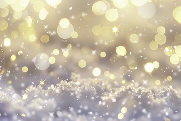 Obraz premium Sparkling Winter Wonderland: Bokeh Lights and Stars on Snowy Background for Festive Marketing