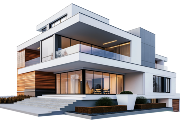 Luxury modern house isolated on transparent background