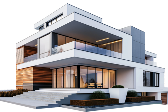 Luxury modern house isolated on transparent background