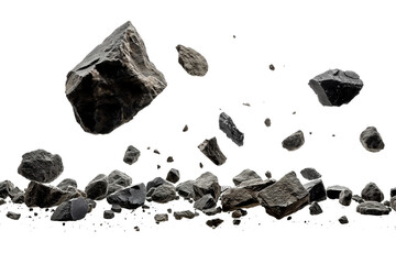 Piece of coal isolated on a transparent background.