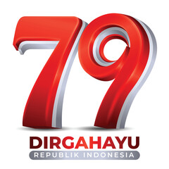 Happy 79th Indonesia Independence Day with simple and modern design
