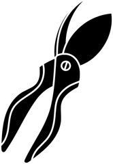 gardening illustration gardener silhouette garden logo tool icon equipment outline scissors pruning plant pruner work cut black secateurs nature shape agriculture cutter sharp for vector graphic