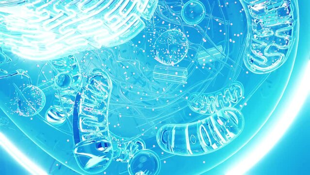 Conceptual animation of the biological cell and the mitochondria
