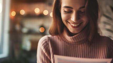 Young adult receiving a paycheck