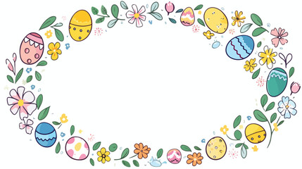 Happy Easter Doodle. Circle background pattern in vector
