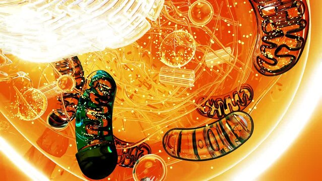 Conceptual animation of the biological cell and the mitochondria