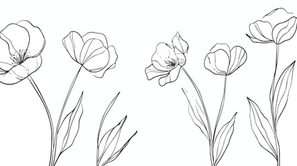 One line drawing of beautiful flower Hand drawn minim