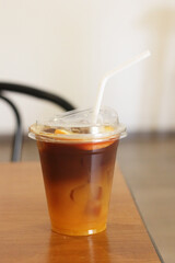 Iced Americano with orange at the cafe