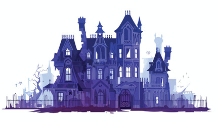 Haunted mansion shrouded in mist and mystery vector illustration - obrazy, fototapety, plakaty