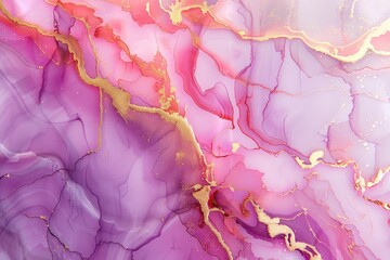 Marble alcohol ink pink violet watercolor background. Gold splash Gradient texture. Watercolour Abstract wall for covers and print