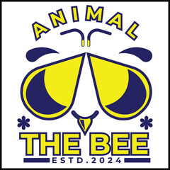 animal the bee illustration vector design with bees in yellow and blue colors in a simple style. suitable for logos, icons, posters, advertisements, banners, companies, t-shirt designs, stickers, web.