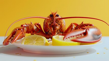 A seafood platter featuring cooked lobster 