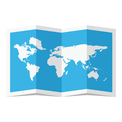 Folded world map