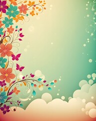 Flat background greeting card template for graphic design. Floral background for presentation