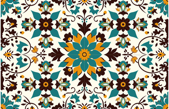Colorful vintage surface with an old oriental pattern. The background is a texture that has a decorative value. For overlay or texture designs