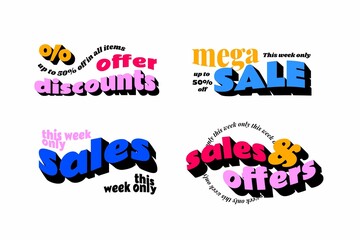 Colorful Lettering Sale Label Collection
