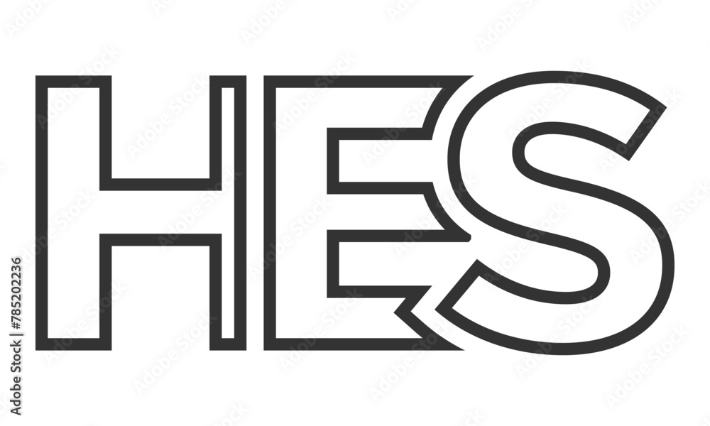 Fototapete hes logo design template with strong and modern bold text. initial based vector logotype featuring s