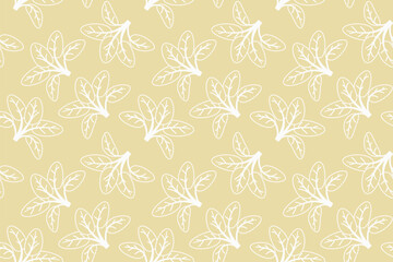 Hand drawn floral pattern vector design. Simple ornament with plant and leaf.