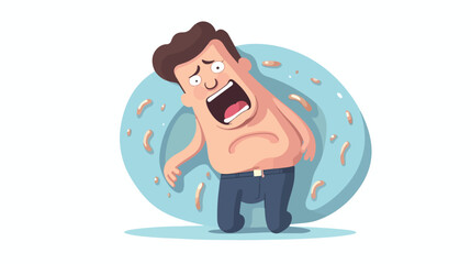 Human stomach suffering pain and acidity. Animated 