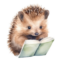 PNG Baby animal studying hedgehog cartoon mammal. AI generated Image by rawpixel.