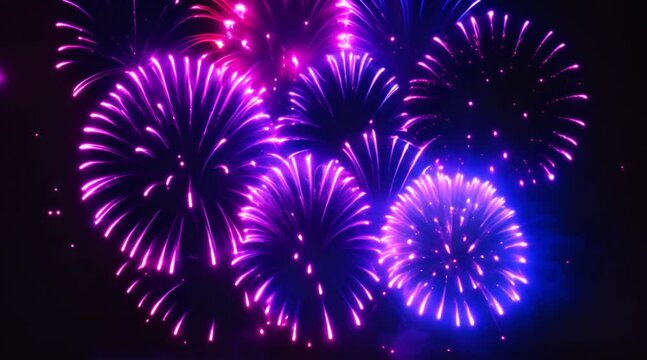 colorful new year fireworks in night sky