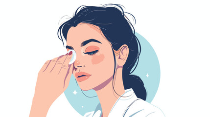 Illustration of a woman taking care of eyes Flat vector