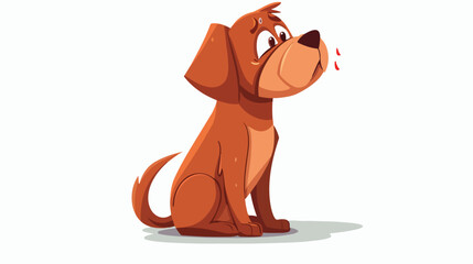 Illustration of cartoon dog crying Flat vector isolated