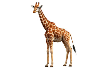 Majestic giraffe in pure white space. On PNG OR Transparent Background.