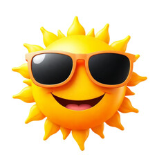 3d sun with sunglasses on Isolated transparent background png. generated with AI