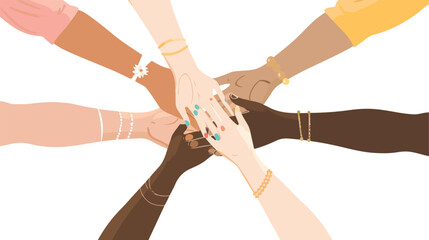 Illustration of female hands with different skin color
