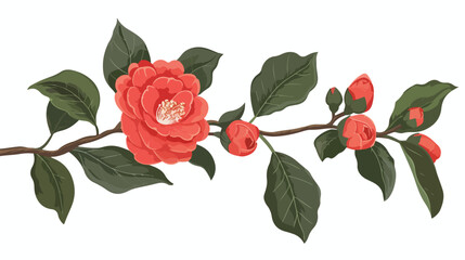 Illustration of simple camellia decoration material vector