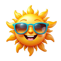 3d sun with sunglasses on Isolated transparent background png. generated with AI