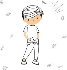 vector illustration of the gesture of a happy teenage boy