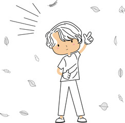 vector illustration of the gesture of a happy teenage boy