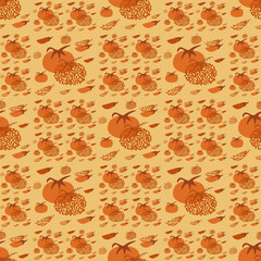 Tomato retro seamless pattern. Whole vegetable and slice Tomatoes repeat background with dots decorations. Stylized simple loop ornament. Vector flat illustration.